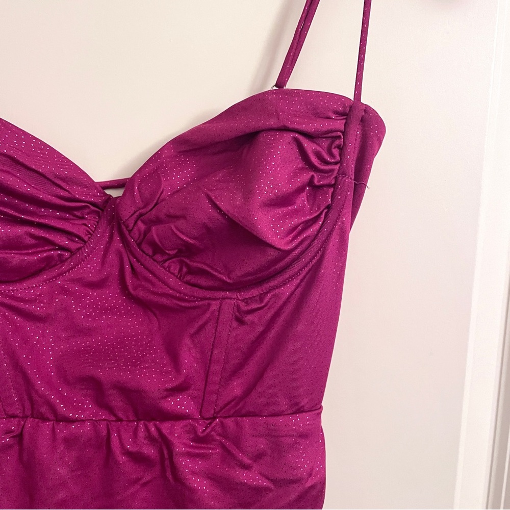 Lucy in the Sky Nelly Foil Bodycon Corset Dress in Mauve